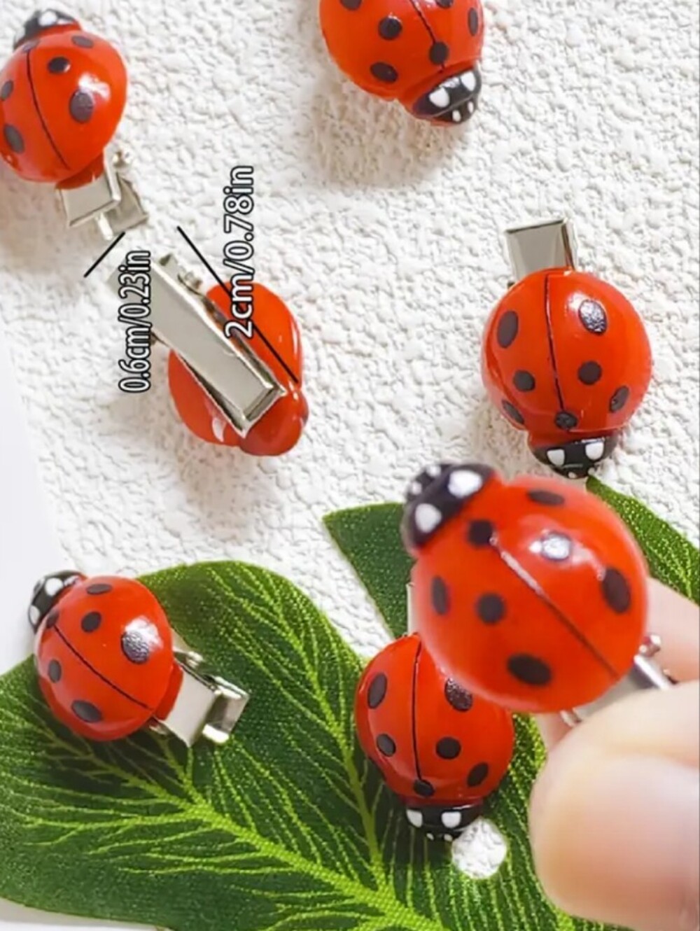 🐞20pcs Small Acrylic Ladybug Hair Clips W/Alligator Clamps (OS) 🐞🐞